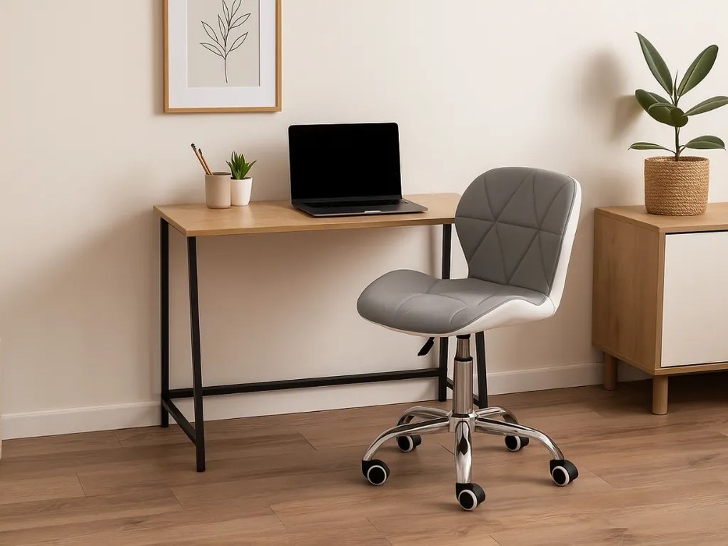 Dolgozószobai szett íróasztal TAYLOR SONOMA 100x50 cm + irodai szék AVOLA ökobőr szürke-fehér