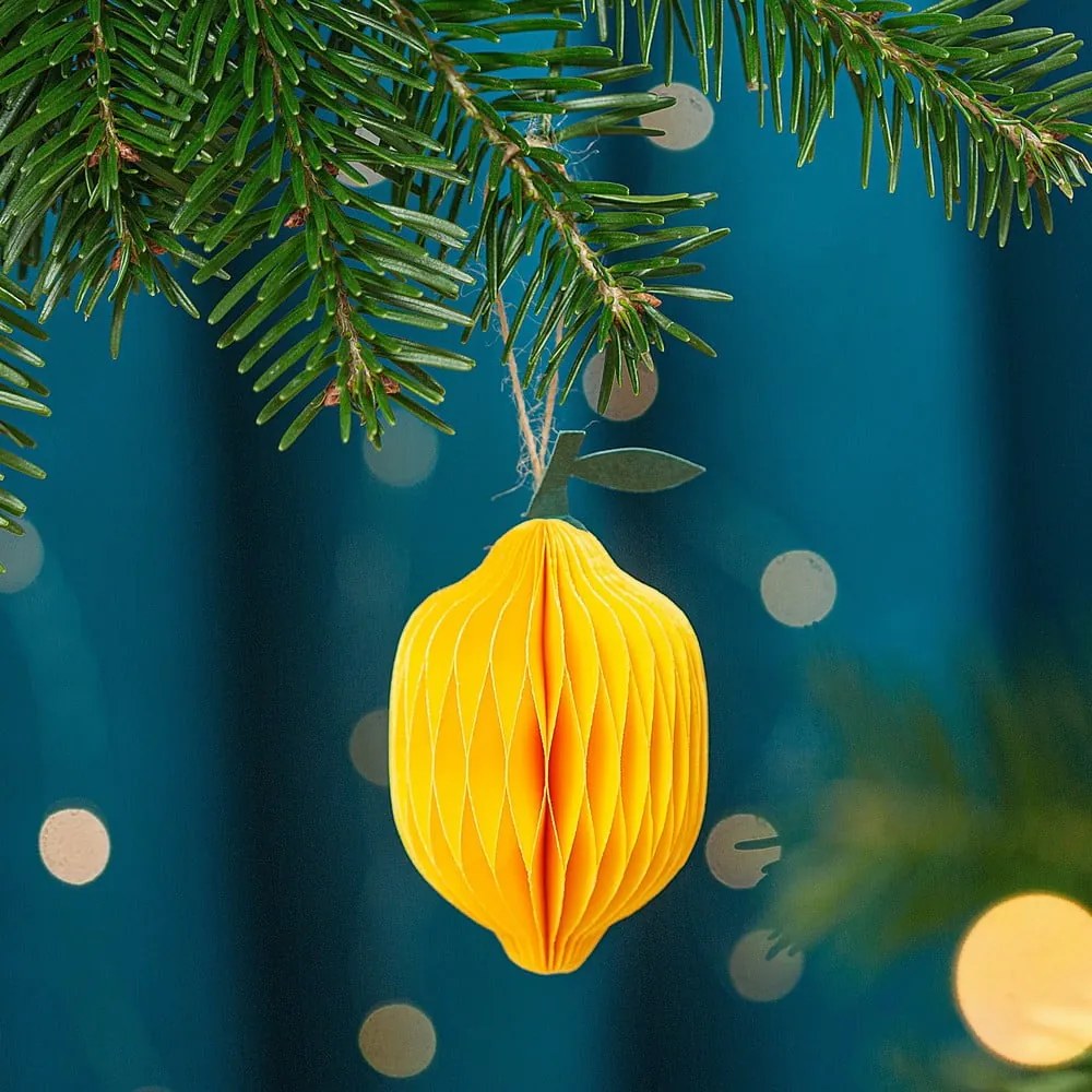 Papír kézzel készített karácsonyfadísz ø 6 cm Lemon Honeycomb – Sass &amp; Belle