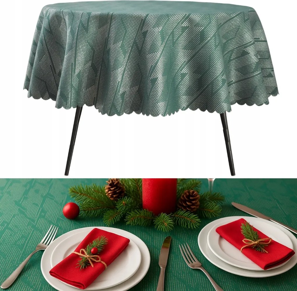 Abrosz Foltálló Kerek 110 CM Zöld Ezüst Karácsonyi Kör