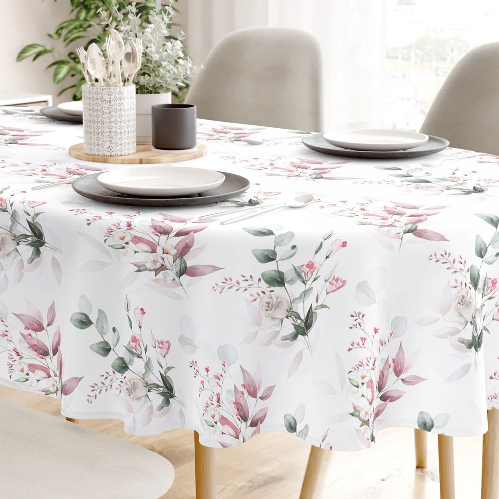 Goldea ovális pamut terítő deluxe - zsenge rózsák 120 x 160 cm