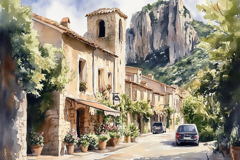 Vászonkép Canvas Építészet Franciaország Provence Utca Hegyek 60x40