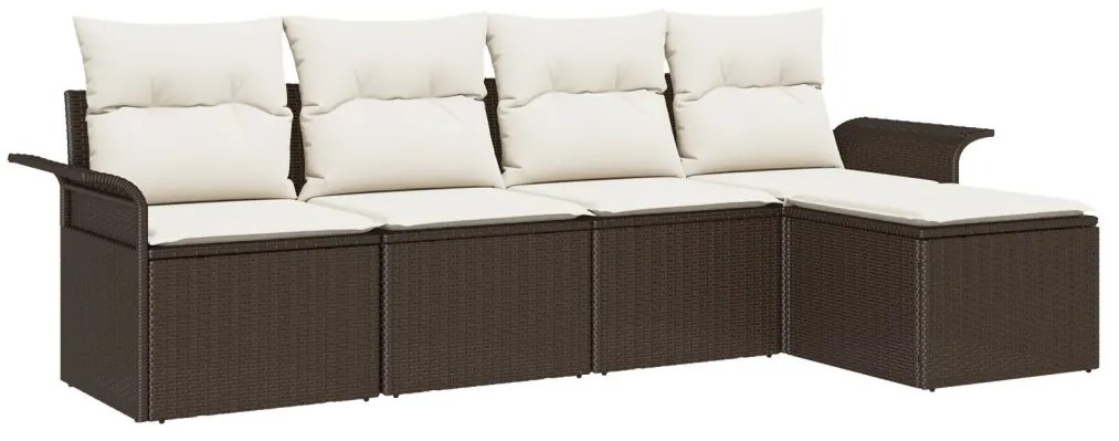Kerti Kanapé Szett párnával tárolóval 5 pcs Barna Poli rattan