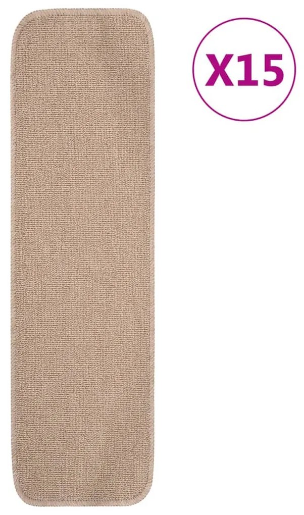 15 db bézs négyszögű csúszásmentes lépcsőszőnyeg 75 x 20 cm