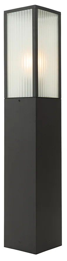 Álló kültéri lámpa fekete bordázott üveggel 80 cm IP44 - Charlois