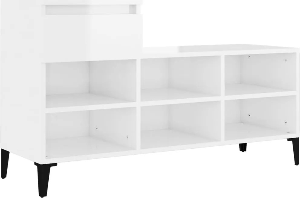 vidaXL magasfényű fehér szerelt fa cipősszekrény 102x36x60 cm