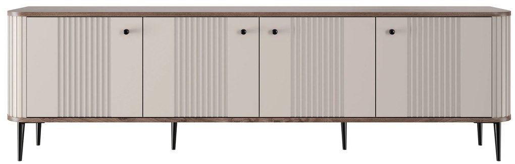 Vesper 4D TV szekrény 187 cm - kasmír / dió / fekete lábak
