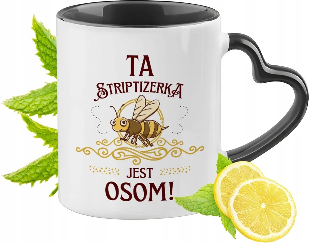 Sztriptíztáncosnőnek Fekete Bögre Szív Alakú Füllel Ajándék