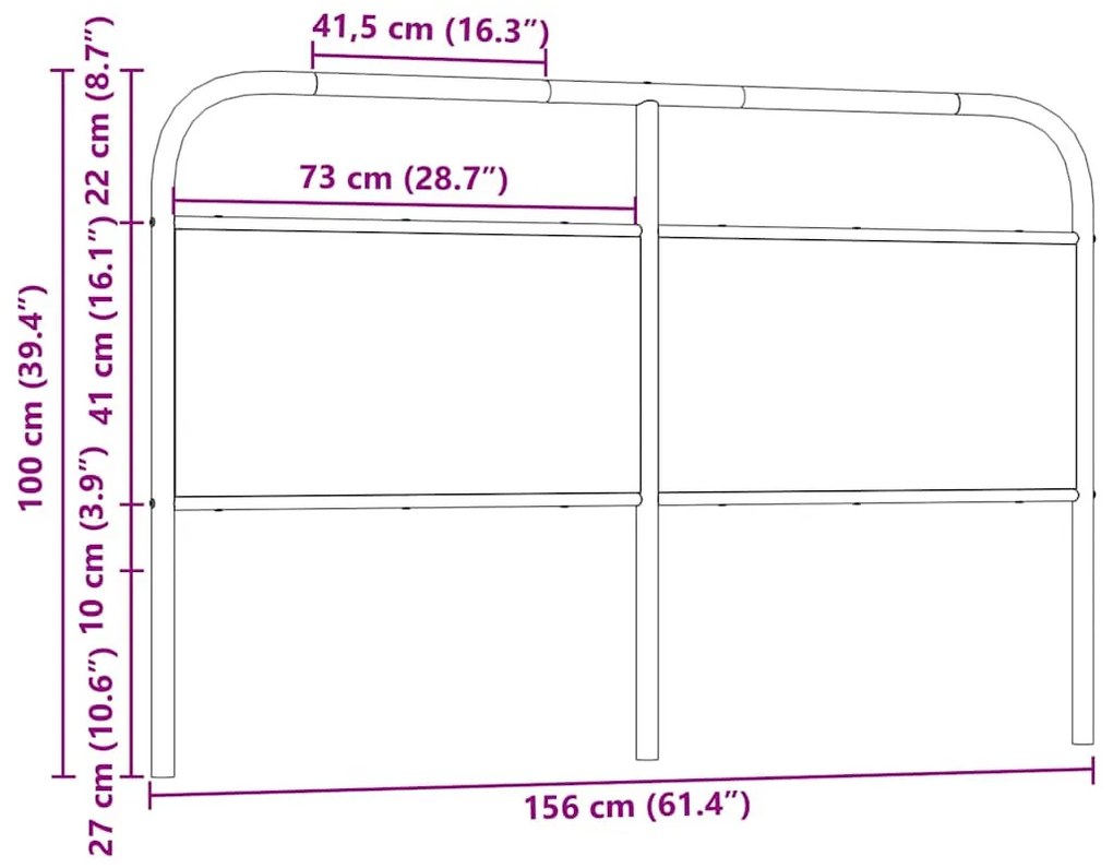 fejtámla sonoma tölgy 150 cm acél és műfa