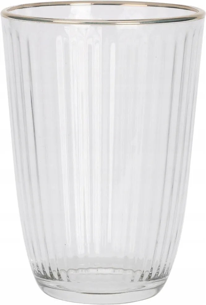 Italos Pohár Bordázott Üveg, Arany Szegéllyel 395 ML 8X12 CM