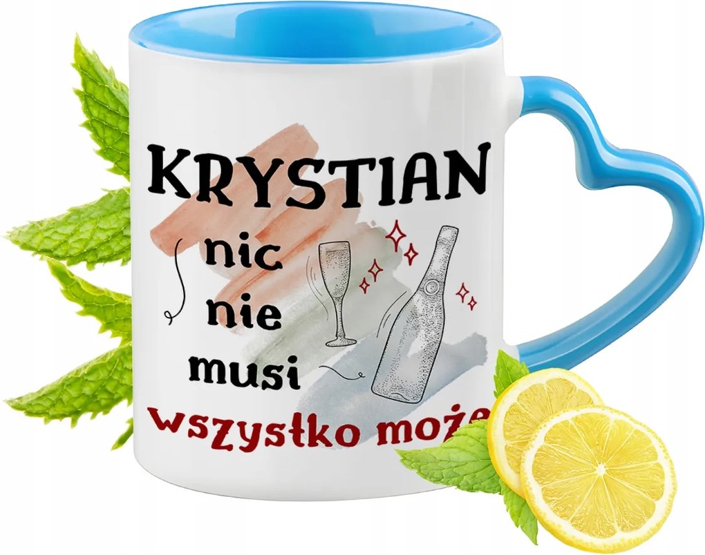 Krisztiánnak Kék Bögre Szív Alakú Füllel Kávé Ajándék