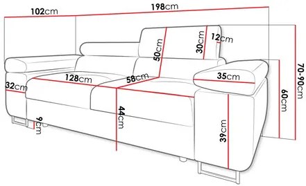 Kanapé Terazuro 2 S (sötétszürke) . 1104595