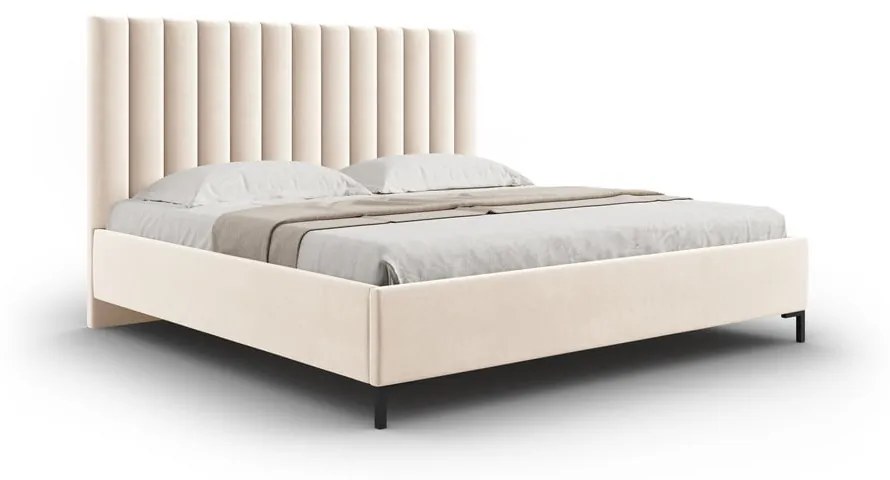 Bézs kárpitozott ágyneműtartós franciaágy ágyráccsal 160x200 cm Casey – Mazzini Beds