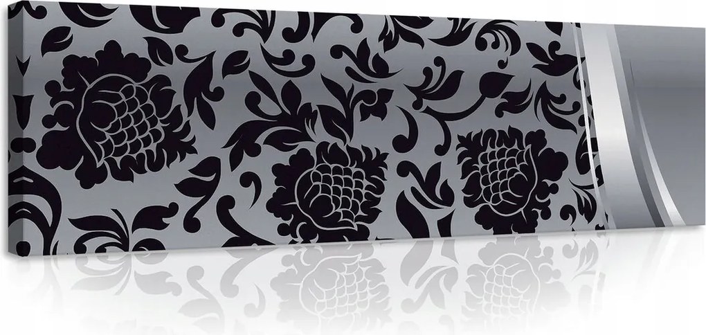 Vászonkép 145x45 Damaszkusz minta virágdísz monokróm elegancia