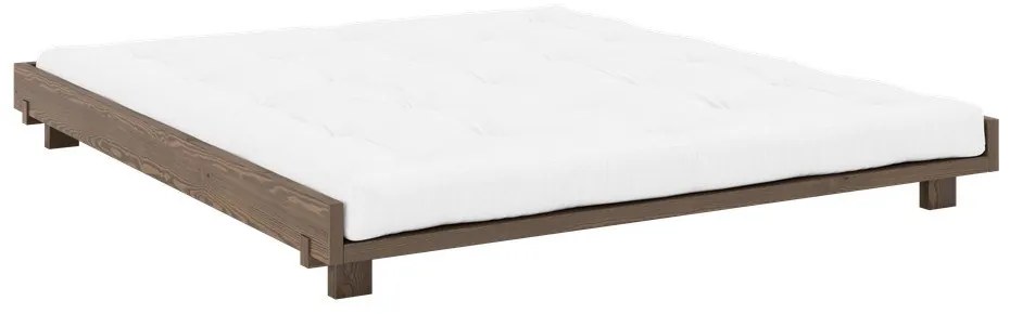 Barna borovi fenyő franciaágy ágyráccsal 180x200 cm Social – Karup Design