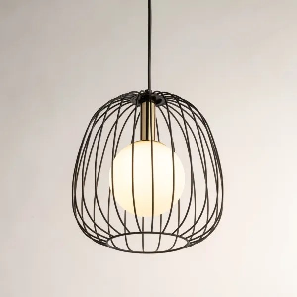 Csillár zsinóron BELL 1xG9/12W/230V átm. 24 cm fekete/arany