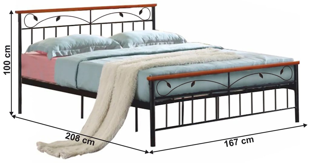 Franciaágy 160 cm Myles 160 (fekete + cseresznye) (ágyráccsal). 1065240