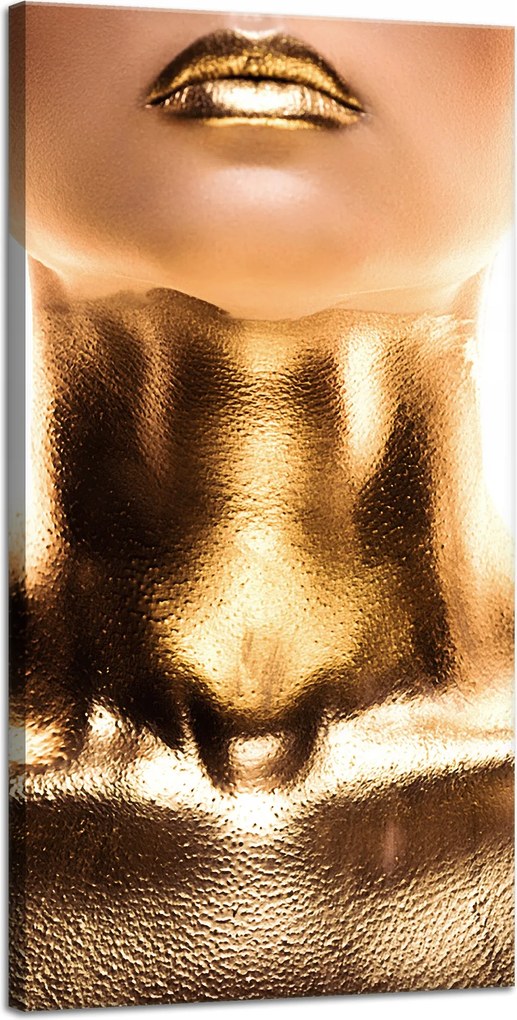 Vászonkép Nő Arany Nyak és Száj Művészet 40x80 cm