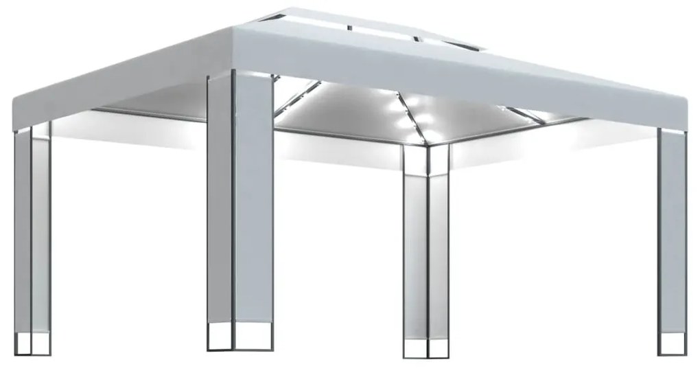 Fehér pavilon LED fényfüzérrel 3 x 4 m