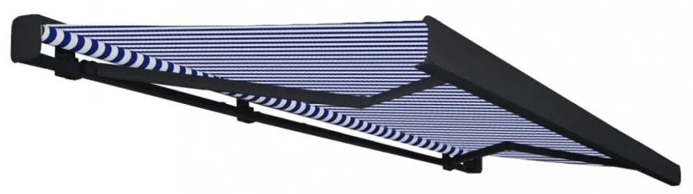 kék és fehér motorizált kazettás napellenző 500 x 300 cm