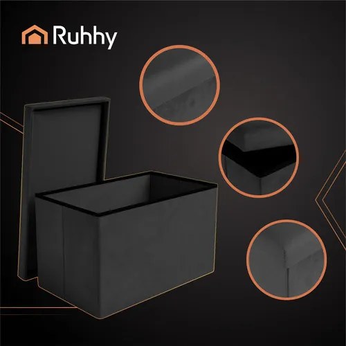 Black velvet pouf 60x30x30 cm Ruhhy 25995