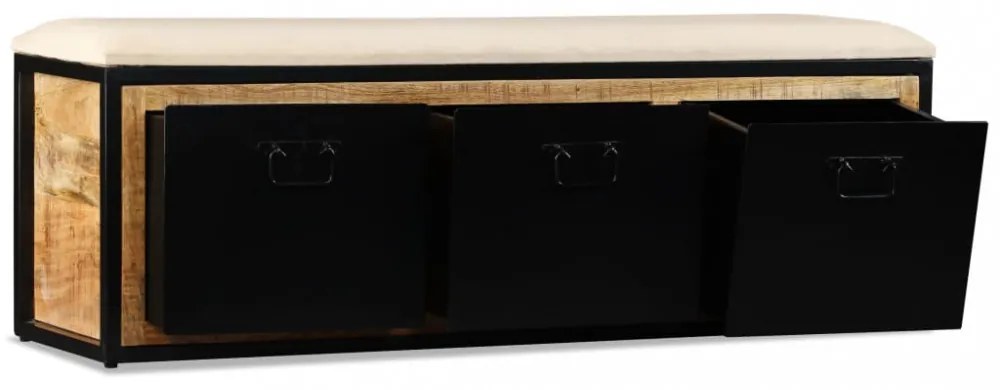 tömör mangófa tárolópad 3 fiókkal 120 x 30 x 40 cm