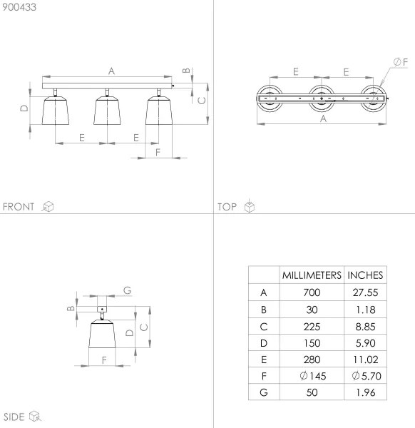 Eglo 900433 - Spotlámpa COTORRO 3xE27/25W/230V