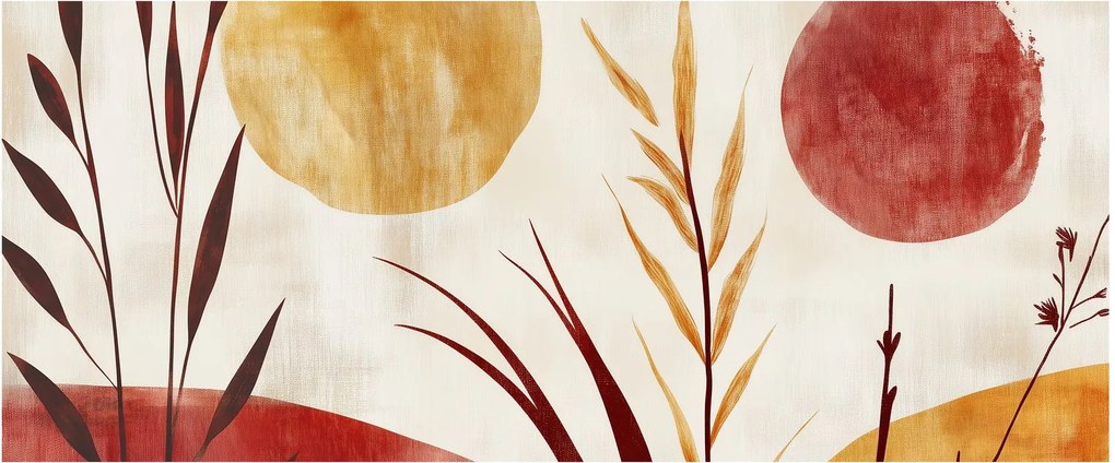 Kép - Növények és körök (120x50 cm)