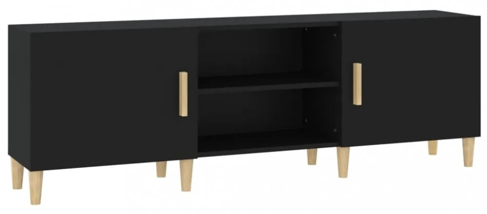 fekete szerelt fa TV-szekrény 150 x 30 x 50 cm