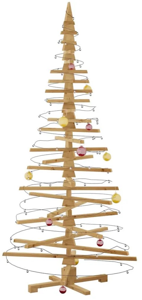 Fából készült Karácsonyfa állvánnyal Barna 210 cm Tömör fenyőfa