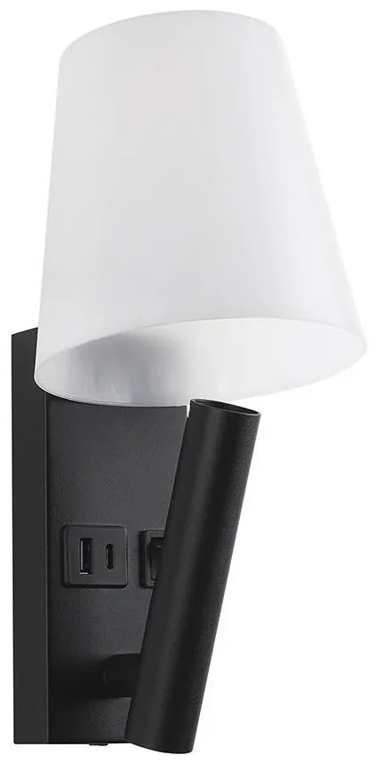 LED fali lámpa USB-porttal LED/2W/230V 3000K fekete/fehér