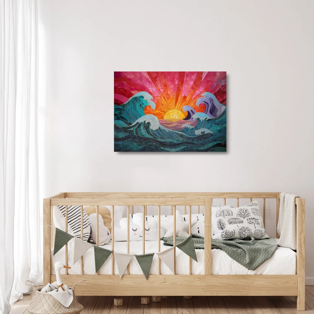 Üveg kép - Hullámmozaik (70x50 cm)