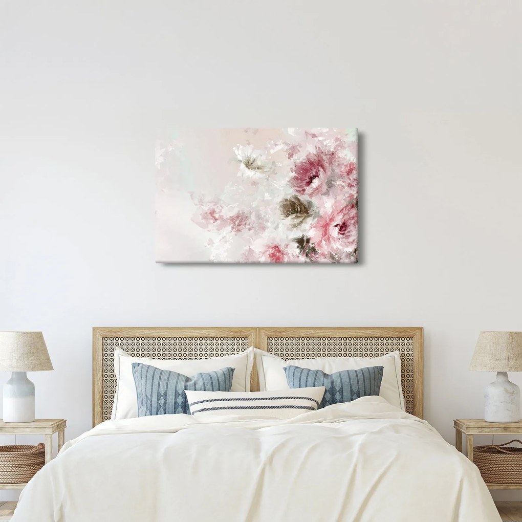 Kép - Festés rózsaszín virágok (90x60 cm)