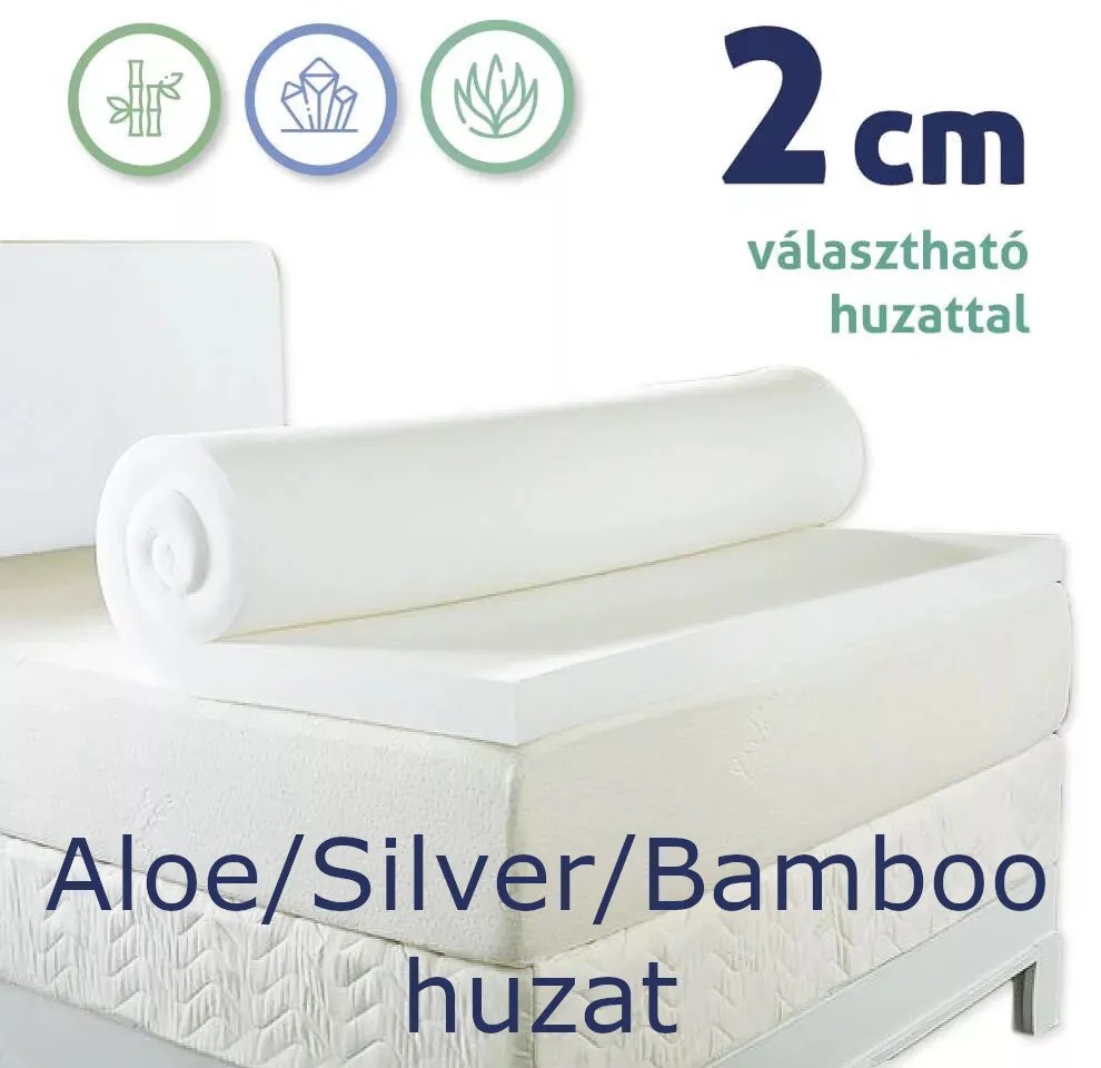 Ortho-Sleepy Memory topper fedőmatrac, Silver, Aloe vagy Bamboo huzattal, 2cm magas, 140x200cm