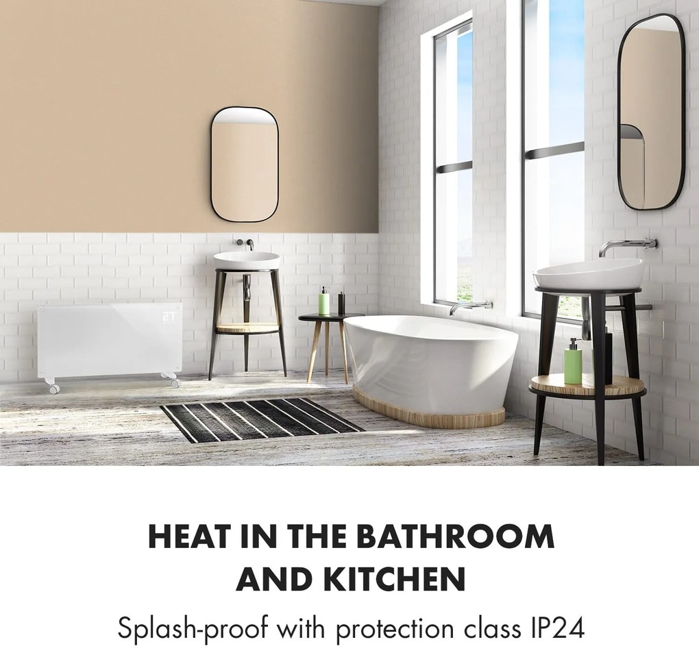Bornholm Smart, konvektor, 2000 W, WiFi, LED kijelző, időzítő, IP24, fehér