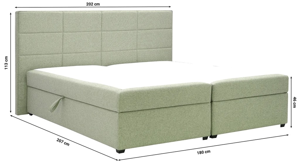 Franciaágy Boxspring 180 cm Revenant (mentol) (ágyráccsal és matraccal) (tárolóhellyel). 1098561