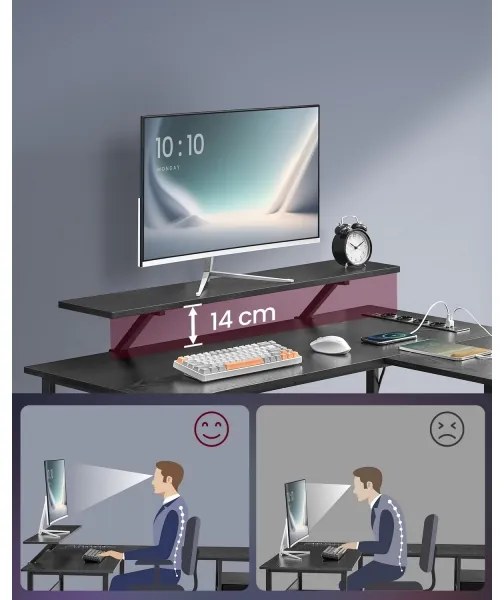 SOLEA-X íróasztal háttérvilágítással, barna/fekete