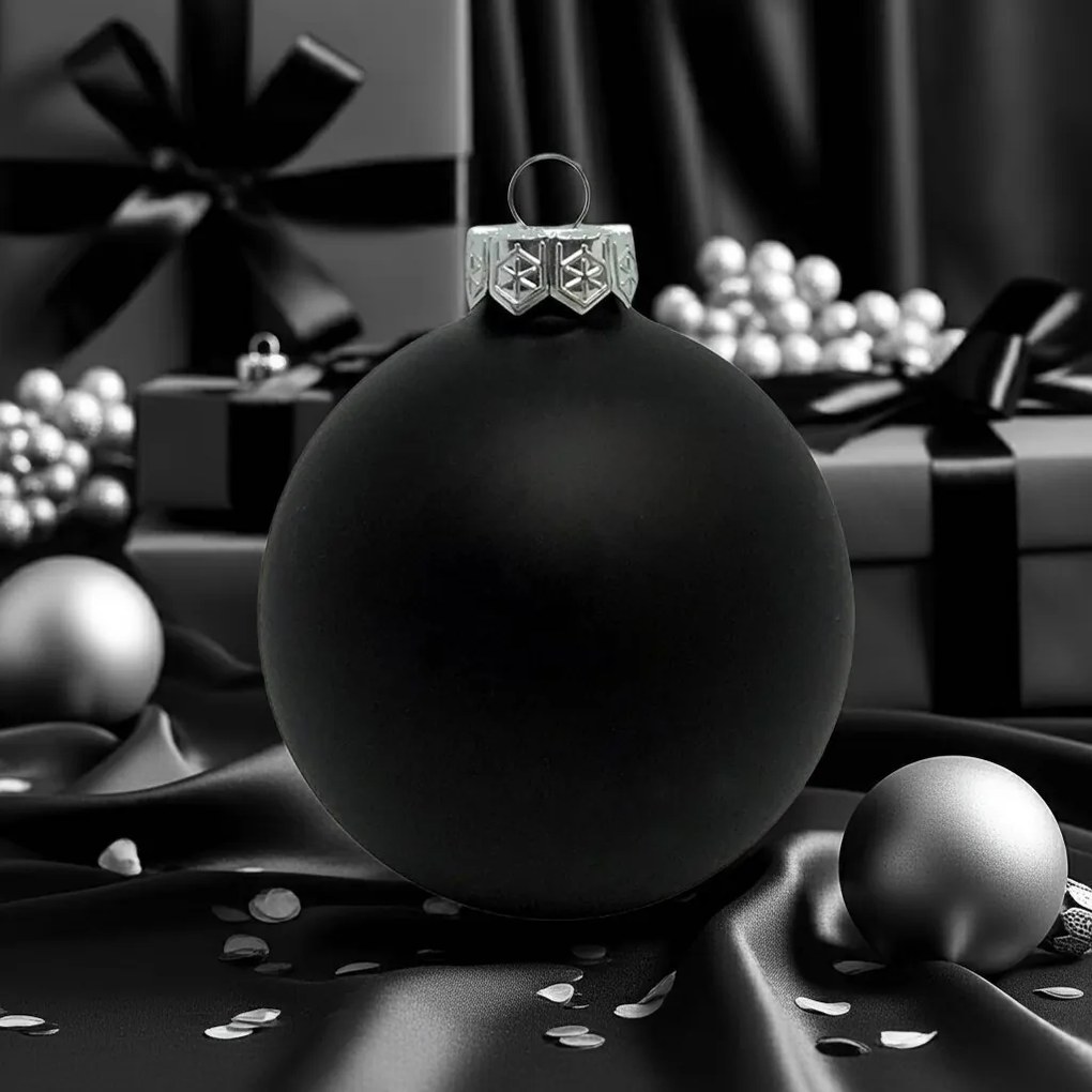 Black üveg karácsonyi gömb szett 6*8cm fekete