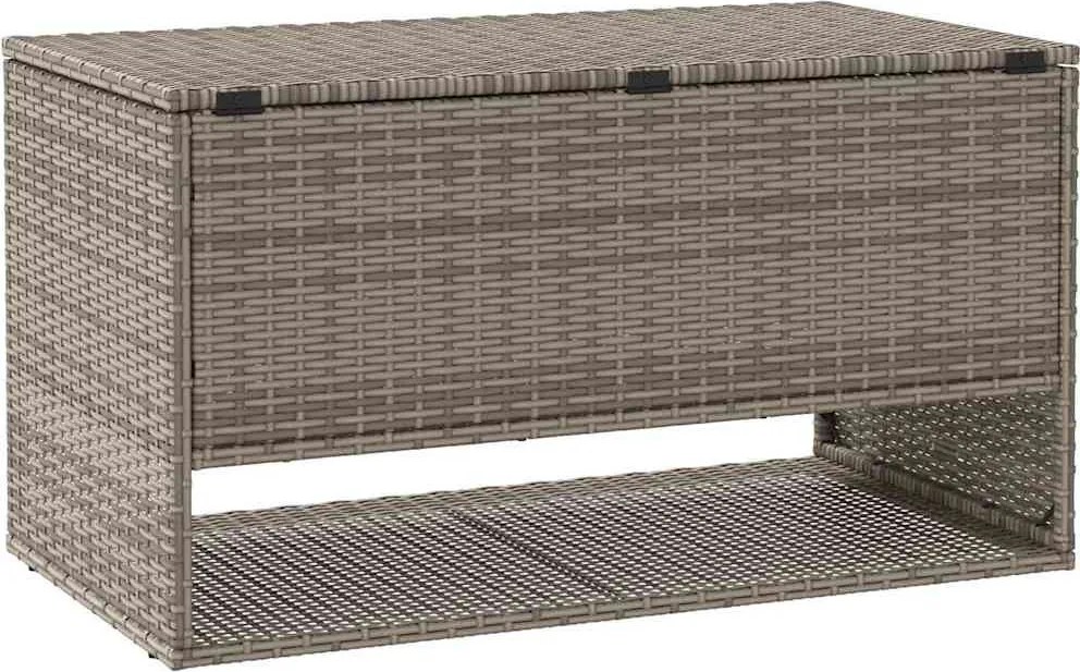 Szürke Polyrattan Kültéri Párna Doboz 100X55X55,5 Cm