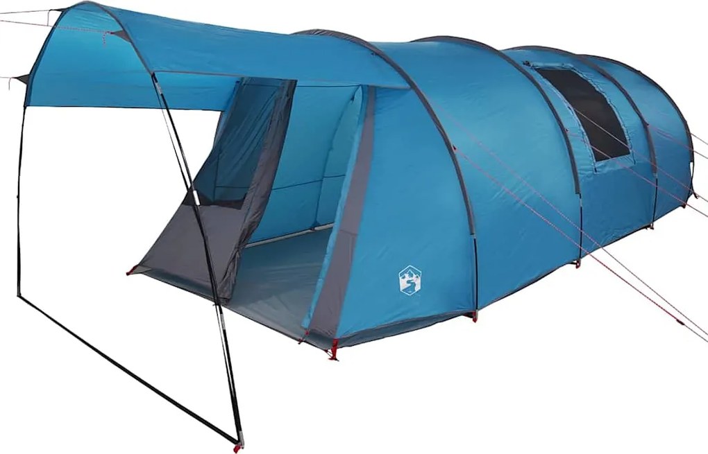 vidaXL Alagútsátor 4 fős tetővel Kék és Szürke 740 x 370 x 220 cm