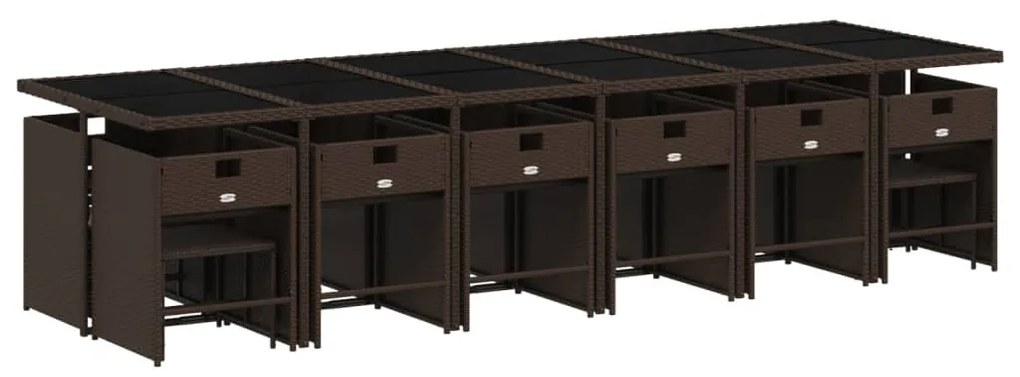 17 részes barna polyrattan kerti ülőgarnitúra párnákkal