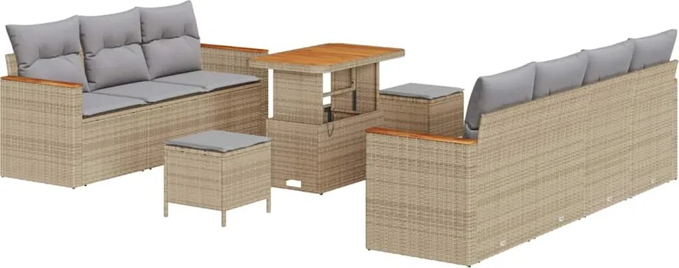 vidaXL Kerti Kanapé Szett 14 pcs Beige és Világosszürke polirattan