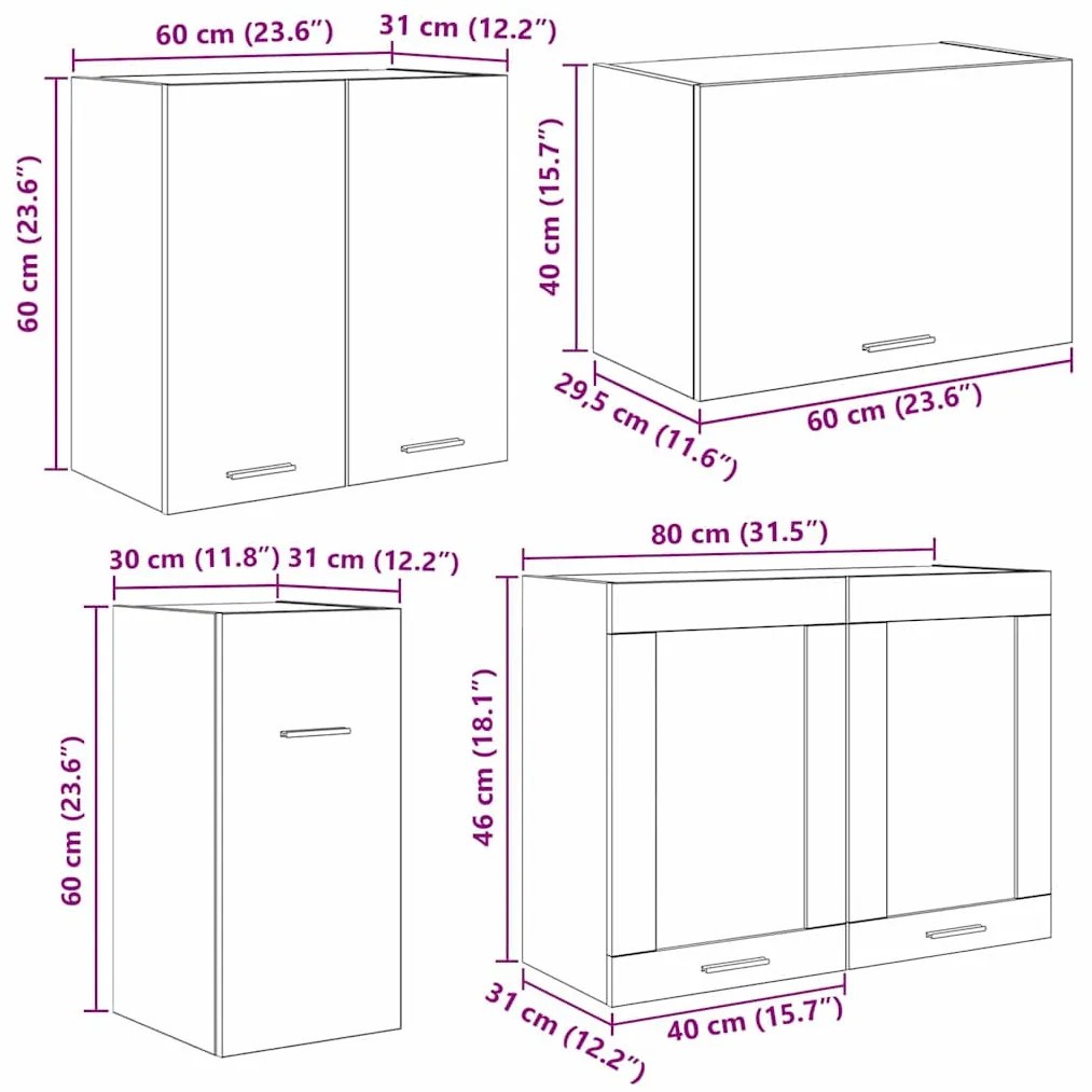 Konyhaszekrény garnitúra fiókkal Lyon 8 pcs Szürke Sonoma