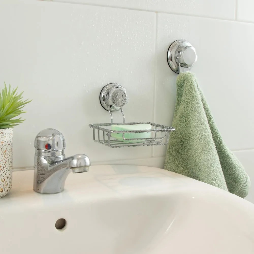 Ezüstszínű öntapadós fém akasztó szett 4 db-os Bestlock Bath – Compactor