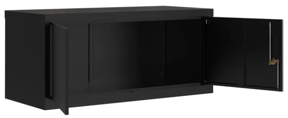 fekete acél irattartó szekrény 90x40x240 cm