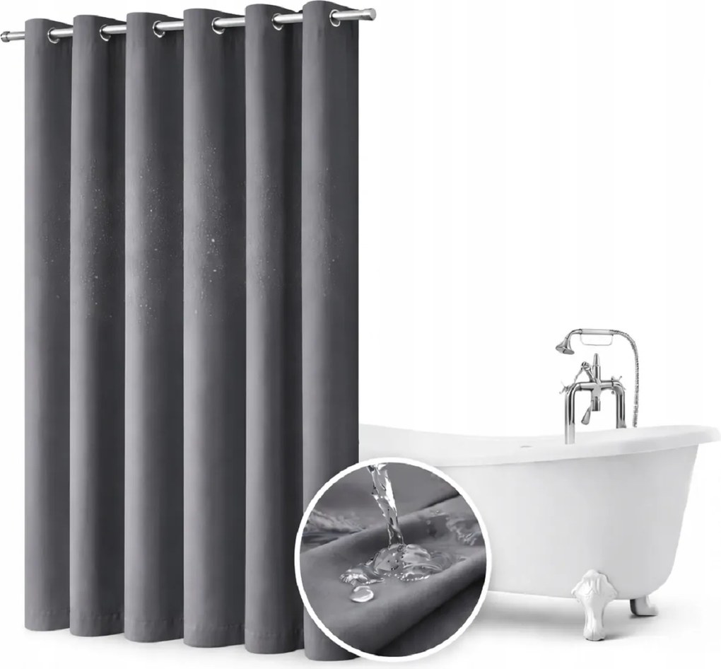 Fürdőszobai függöny 150x180 vízálló zuhanyfüggöny grafit