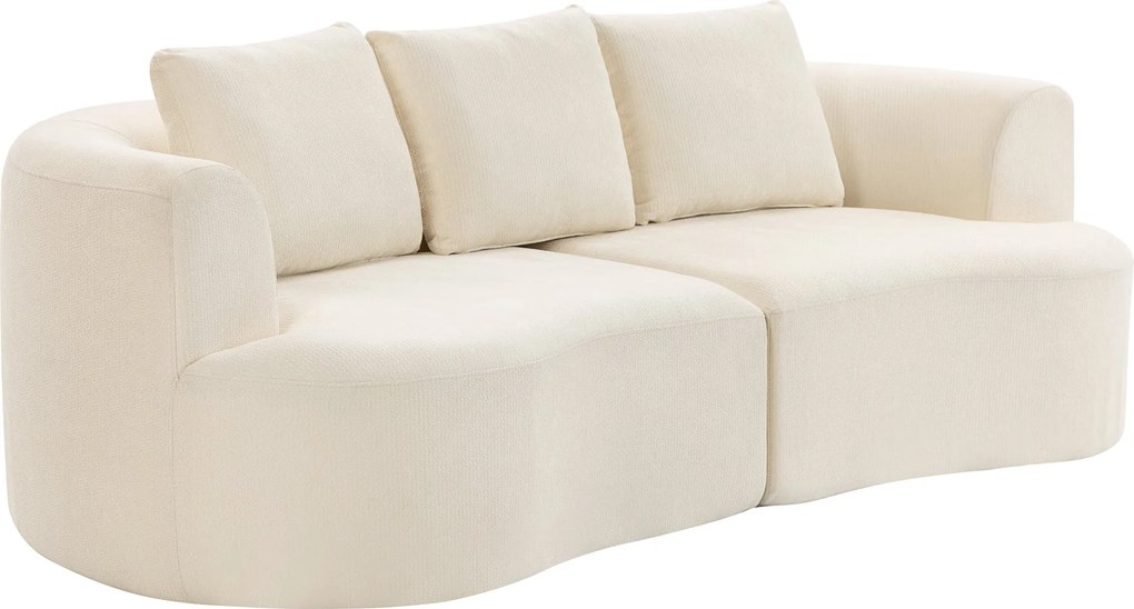 HOMCOM 3 személyes kanapé, 260 cm chenille „felhő” ülés, 3 deréktámasz, széles karfák, párnázott ülés — krémfehér | Aosom