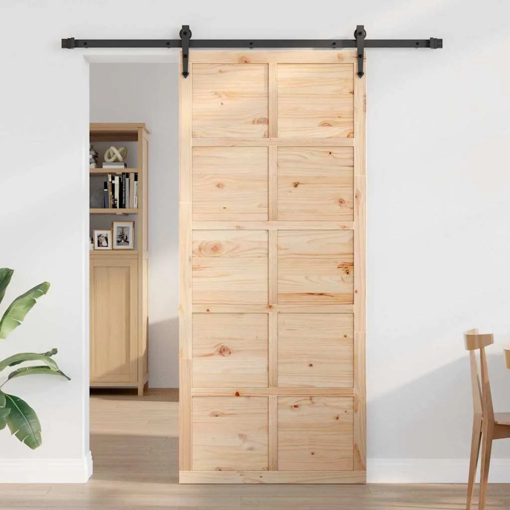 Istállóajtó Barna 100 x 210 cm Tömör fenyőfa