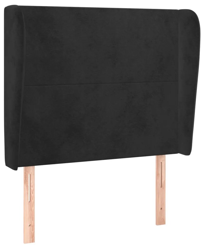 fekete bársony fejtámla szárnyakkal 93 x 23 x 118/128 cm