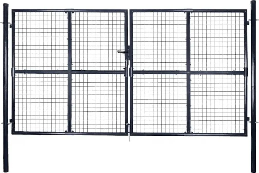 vidaXL szürke horganyzott acél hálós kerti kapu 300 x 175 cm