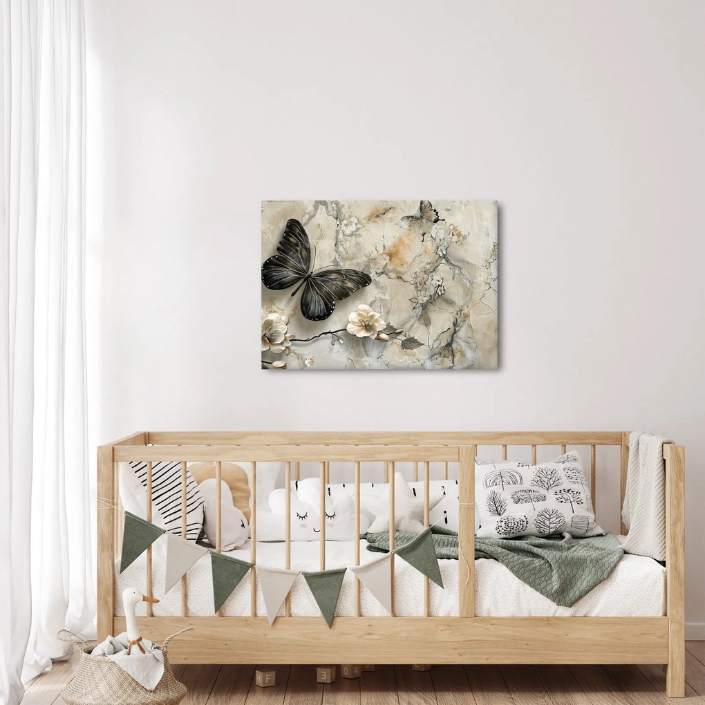 Kép - Márvány háttér pillangókkal (70x50 cm)
